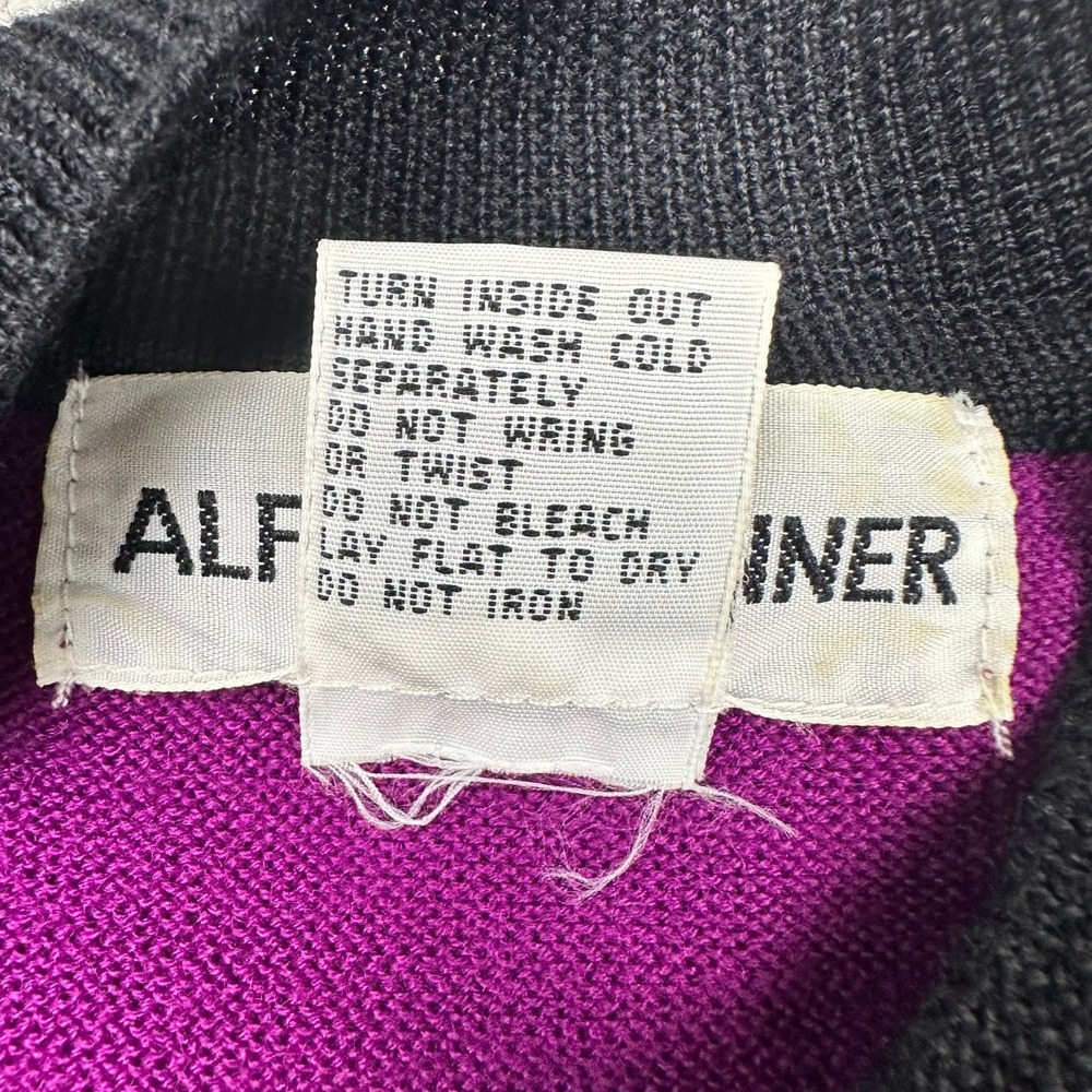 Dunner Stunner Color block‎ Sequin Mock Neck Sweater XL Wool Blend Magenta Black - Picture 5 of 8